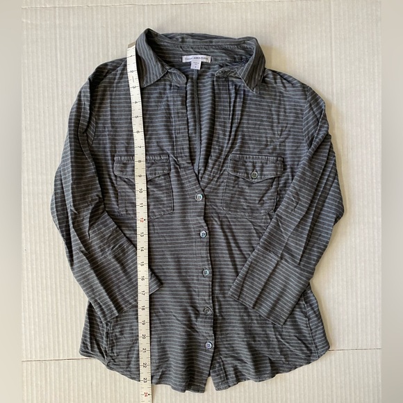 Standard James Perse blue and grey striped knit side panel shirt size 1 - Picture 13 of 14